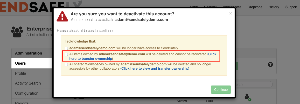Deactivation Modal 2
