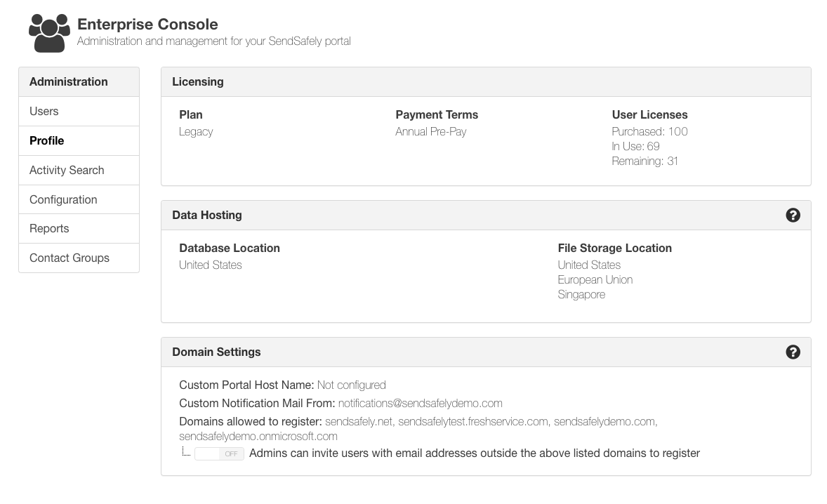 Enterprise Console - Profile