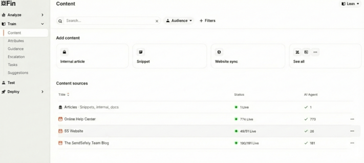 Intercom Fin SafeBase removed