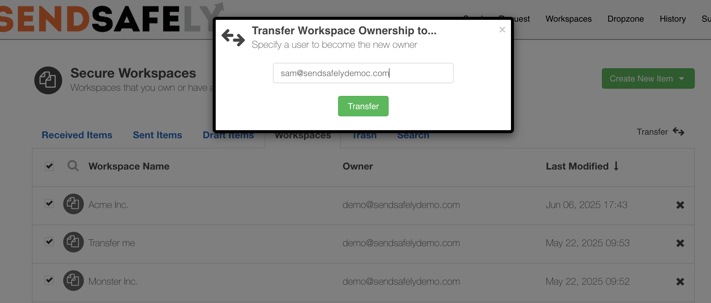 Transfer Ownership Dialog