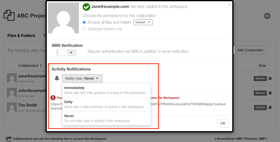 Workspace Activity Notifications